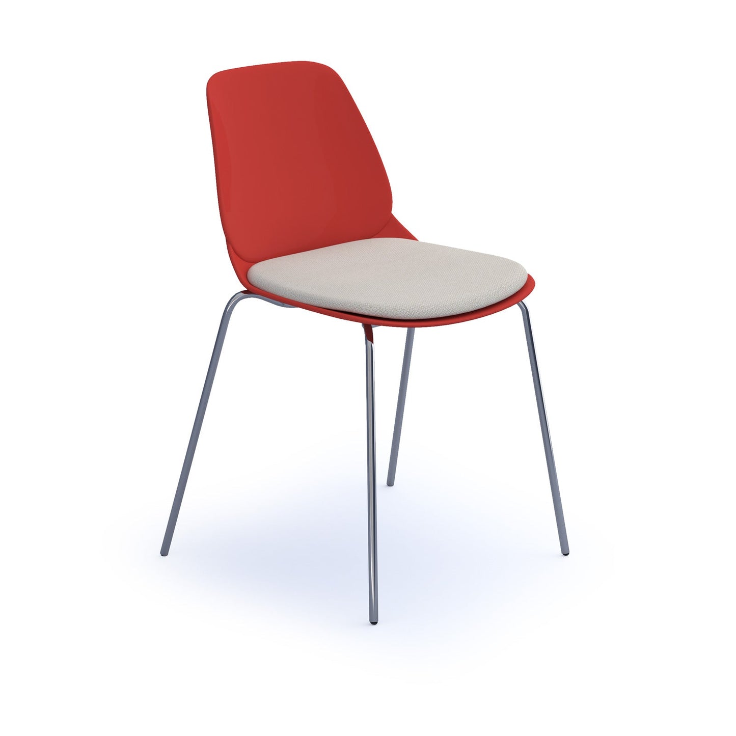 Strut chair with seat pad and chrome 4 leg frame
