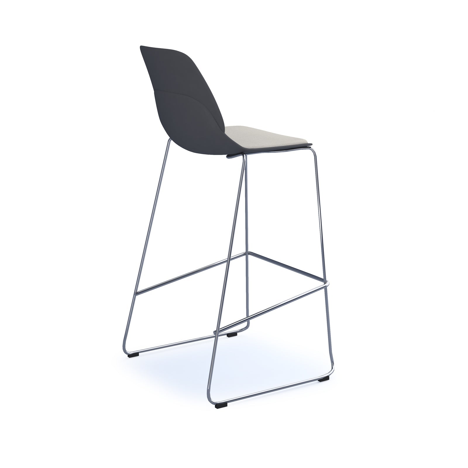 Strut stool with seat pad and chrome sled frame