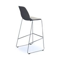 Strut stool with seat pad and chrome sled frame