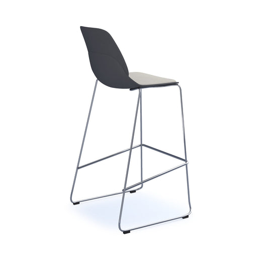 Strut stool with seat pad and chrome sled frame
