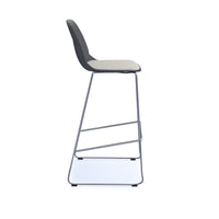 Strut stool with seat pad and chrome sled frame