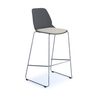Strut stool with seat pad and chrome sled frame