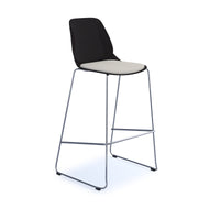 Strut stool with seat pad and chrome sled frame