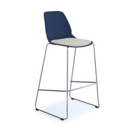 Strut stool with seat pad and chrome sled frame