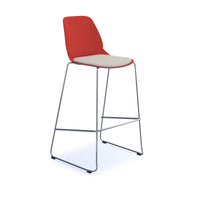 Strut stool with seat pad and chrome sled frame