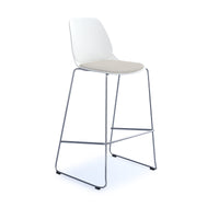 Strut stool with seat pad and chrome sled frame