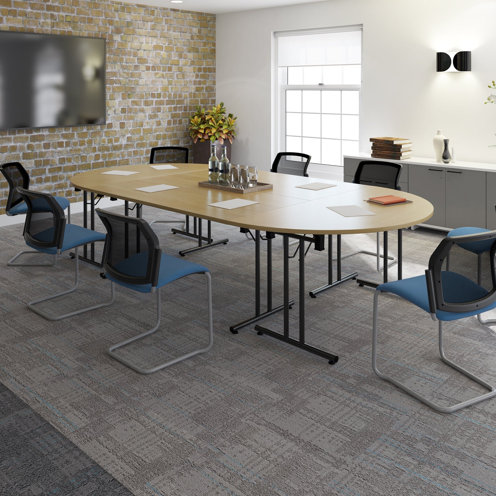 Rectangular folding leg table with straight feet