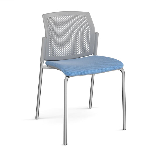 Santana 4 leg stacking chair with fabric seat and perforated back