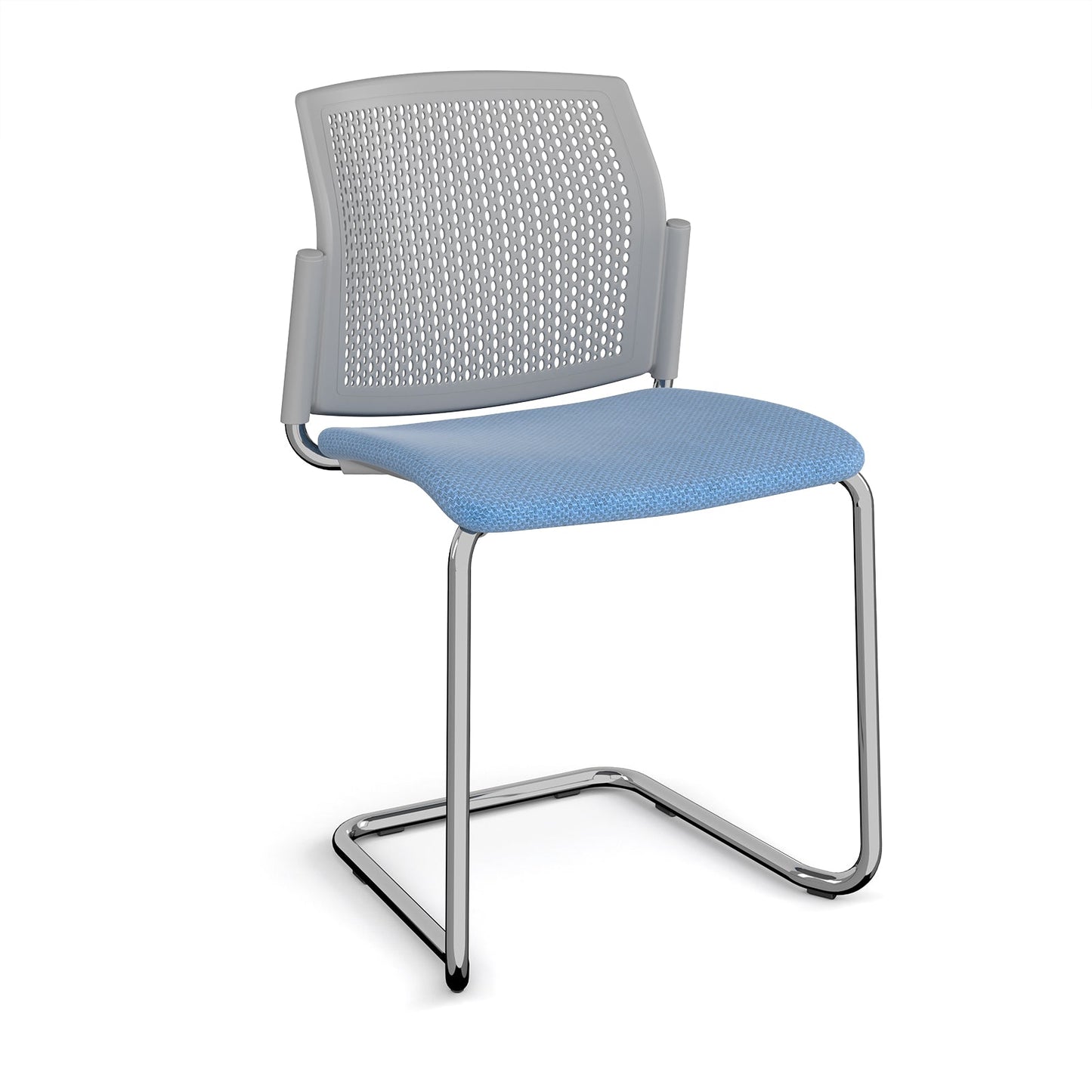 Santana cantilever chair with fabric seat and perforated back