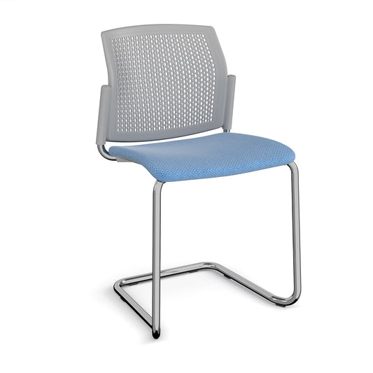 Santana cantilever chair with fabric seat and perforated back