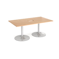 Trumpet base rectangular power ready boardroom table