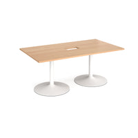 Trumpet base rectangular power ready boardroom table