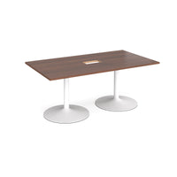 Trumpet base rectangular power ready boardroom table