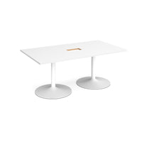 Trumpet base rectangular power ready boardroom table