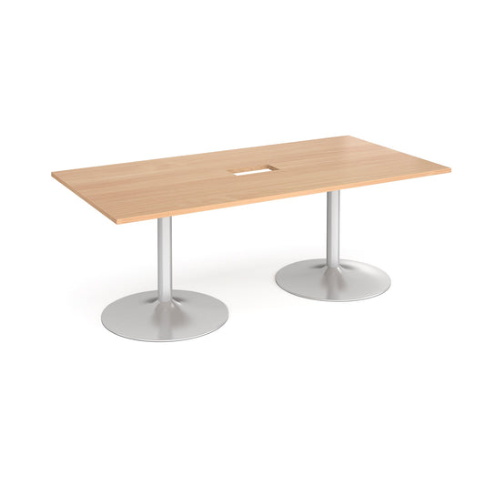 Trumpet base rectangular power ready boardroom table