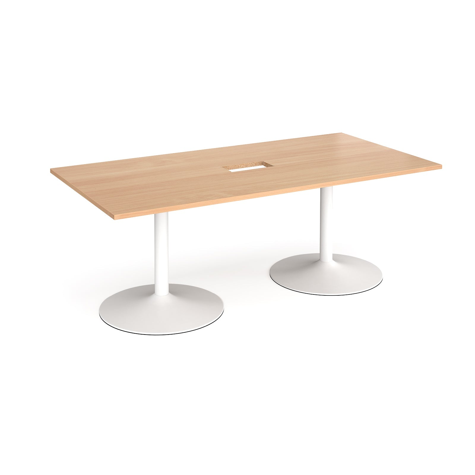 Trumpet base rectangular power ready boardroom table