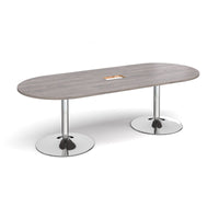 Trumpet base radial end power ready boardroom table