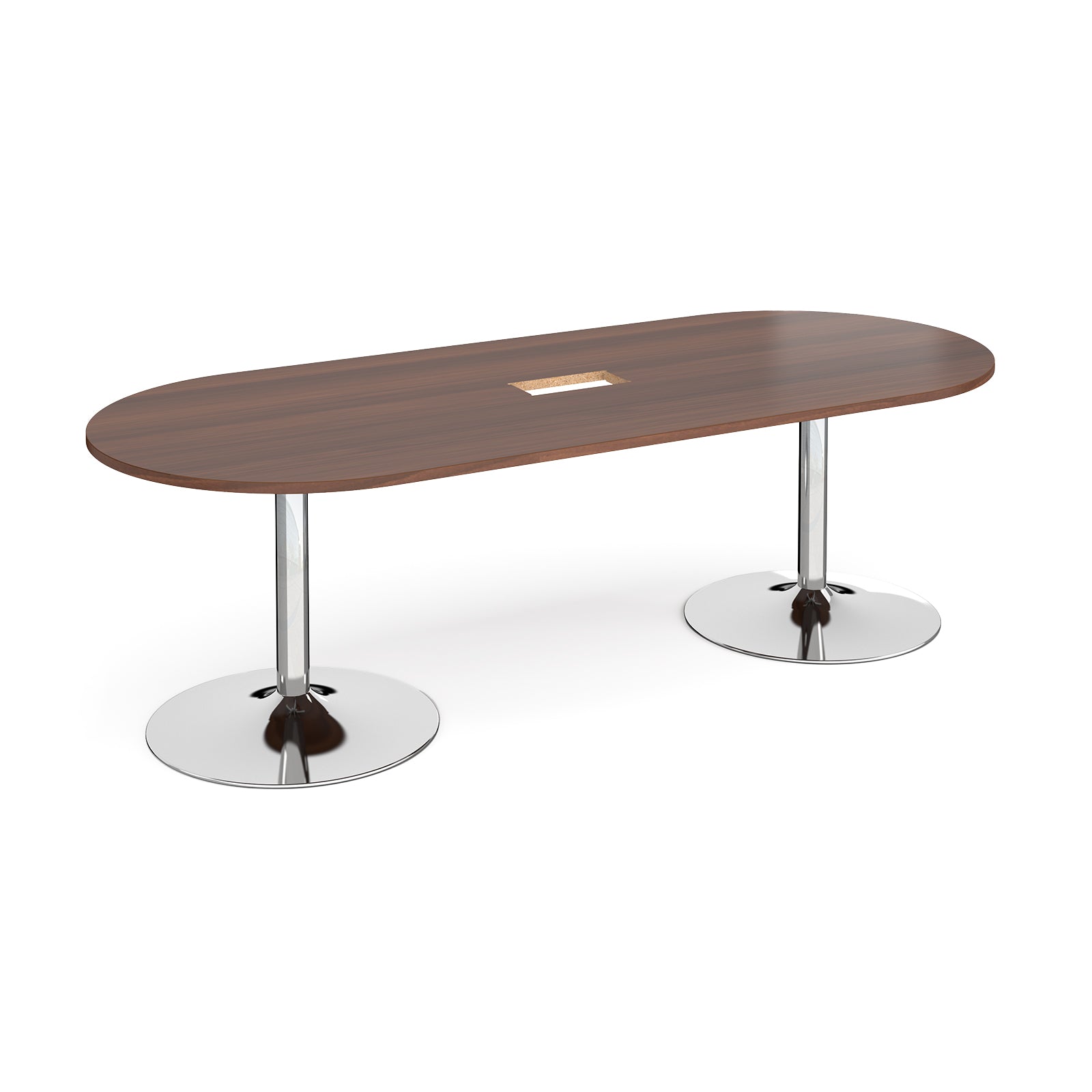 Trumpet base radial end power ready boardroom table
