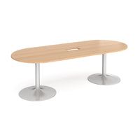 Trumpet base radial end power ready boardroom table