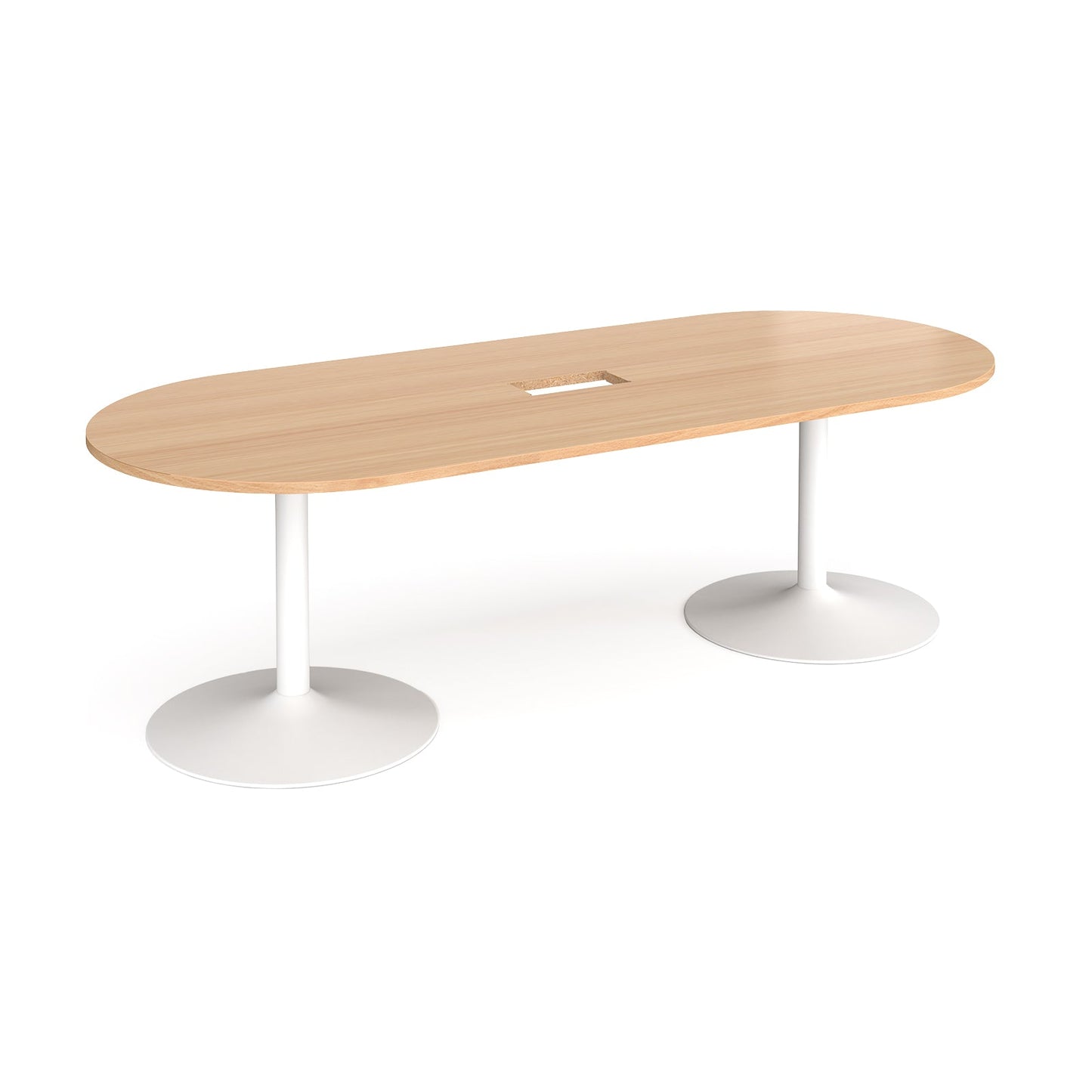 Trumpet base radial end power ready boardroom table
