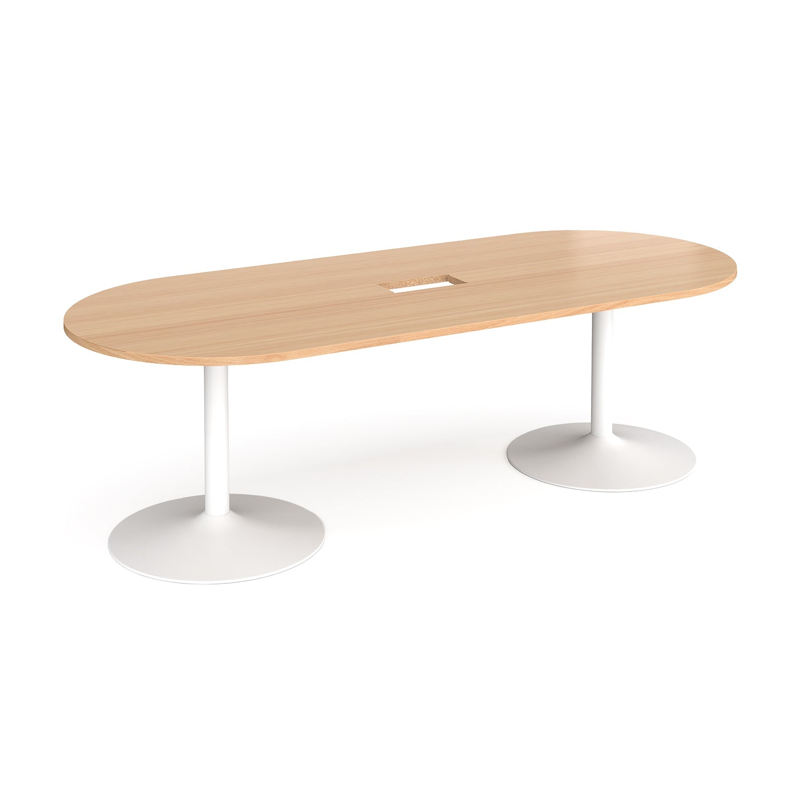 Trumpet base radial end power ready boardroom table