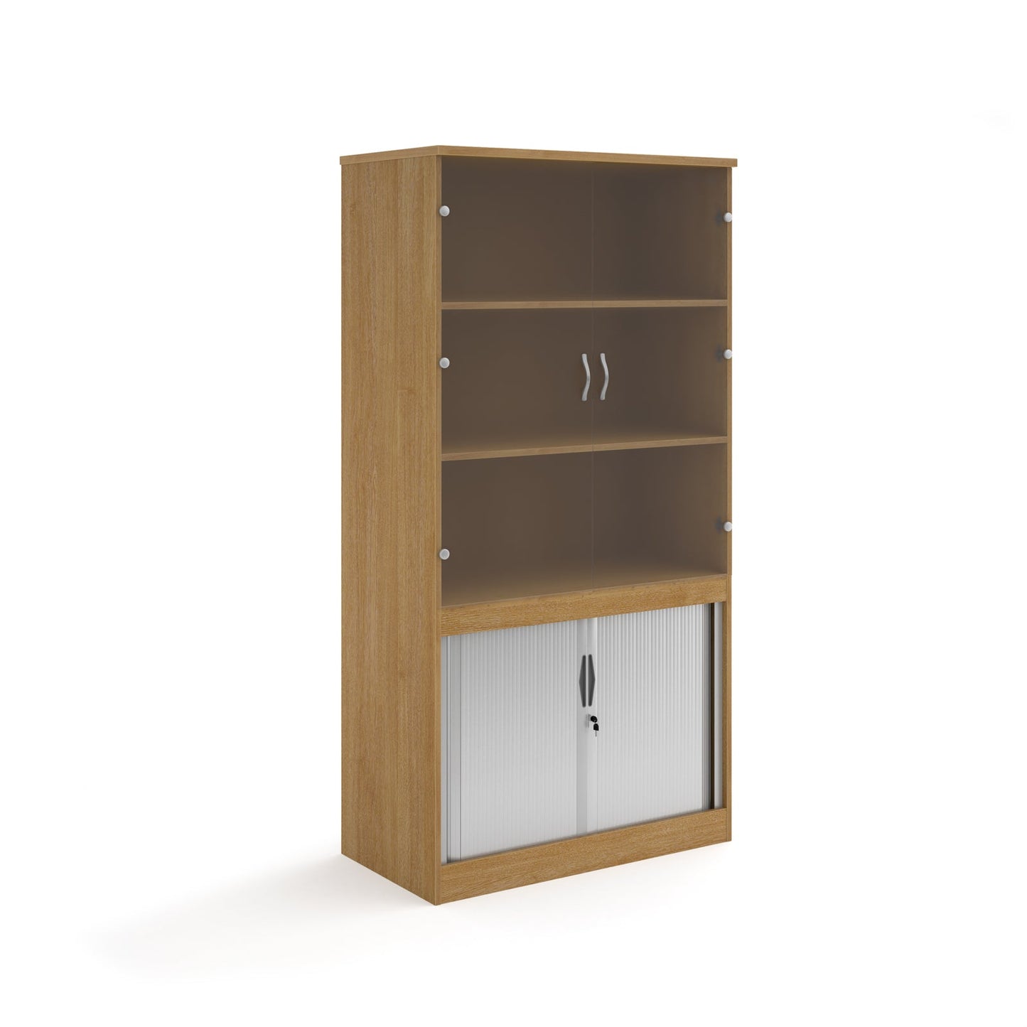 Systems combi unit with tambour and glass doors