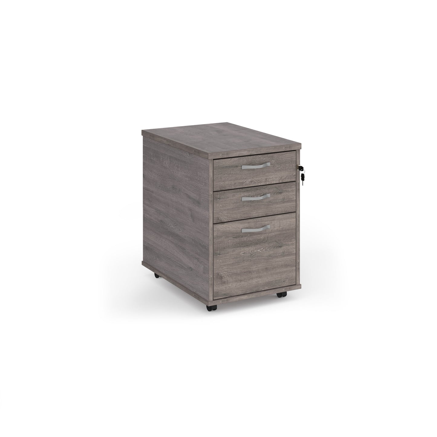 Tall mobile pedestal with silver handles