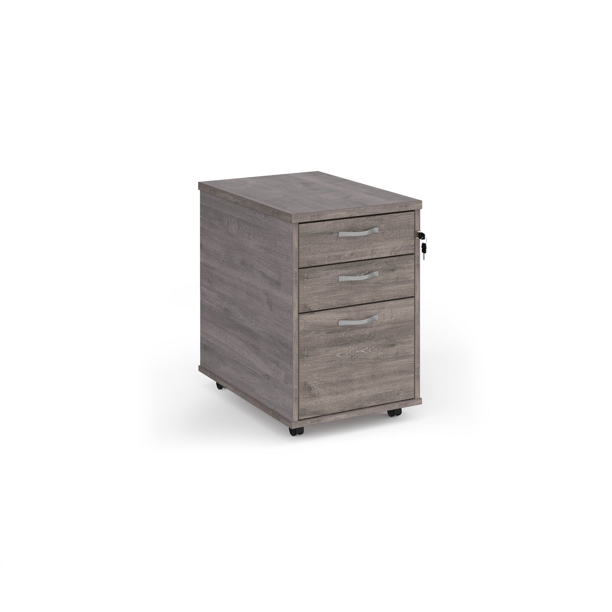 Tall mobile pedestal with silver handles