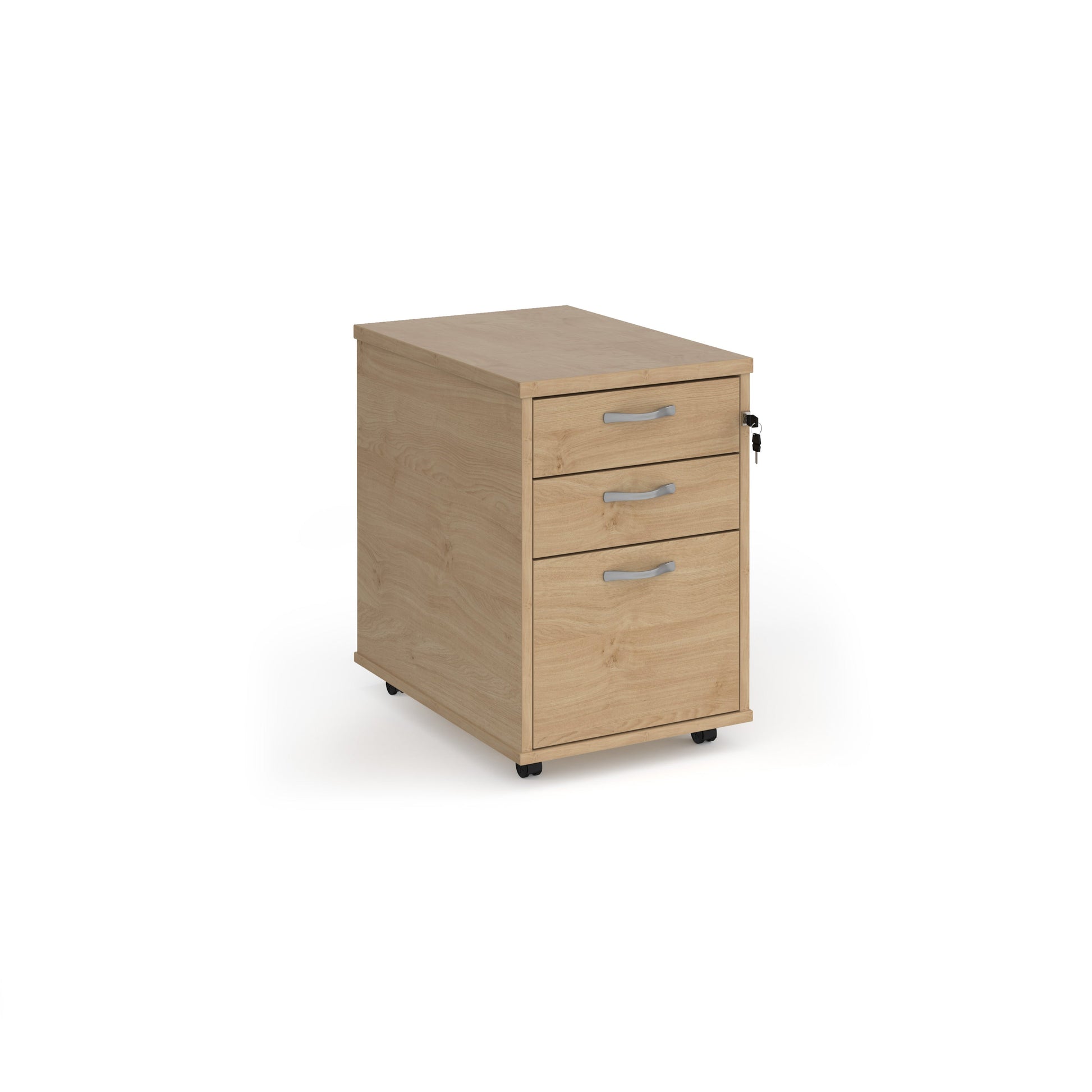 Tall mobile pedestal with silver handles