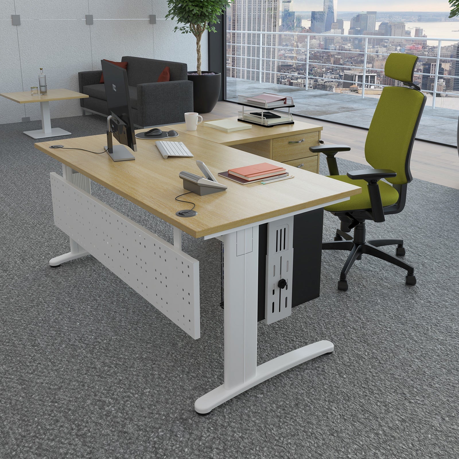 TR10 single desk with return