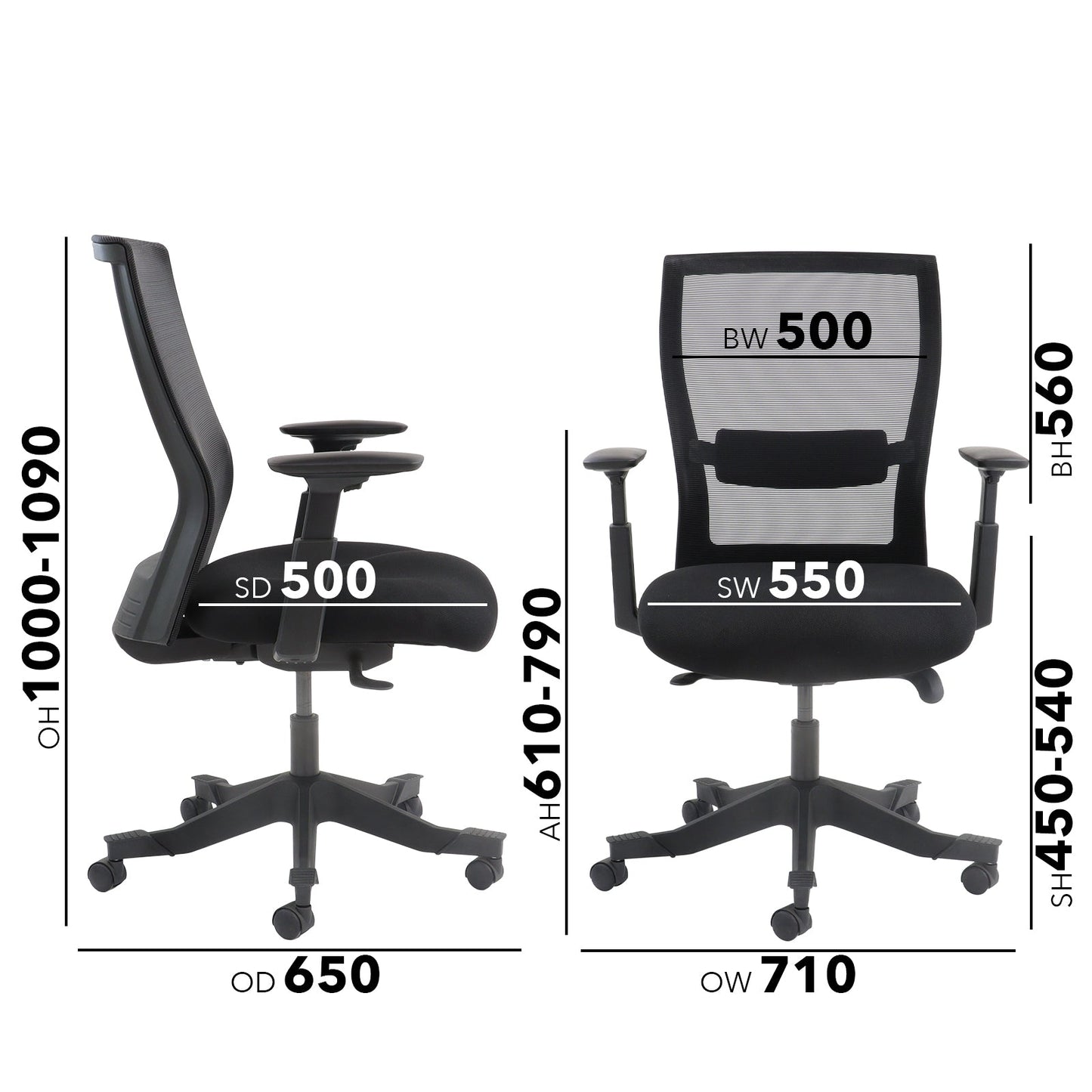 Yasmin mesh back operator chair with fabric seat and mesh back
