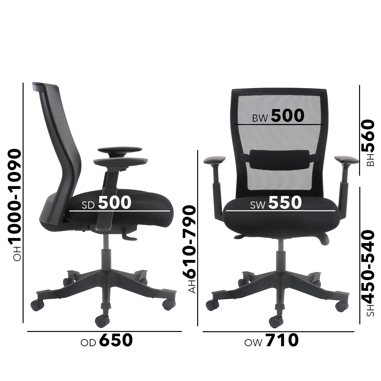 Yasmin mesh back operator chair with fabric seat and mesh back