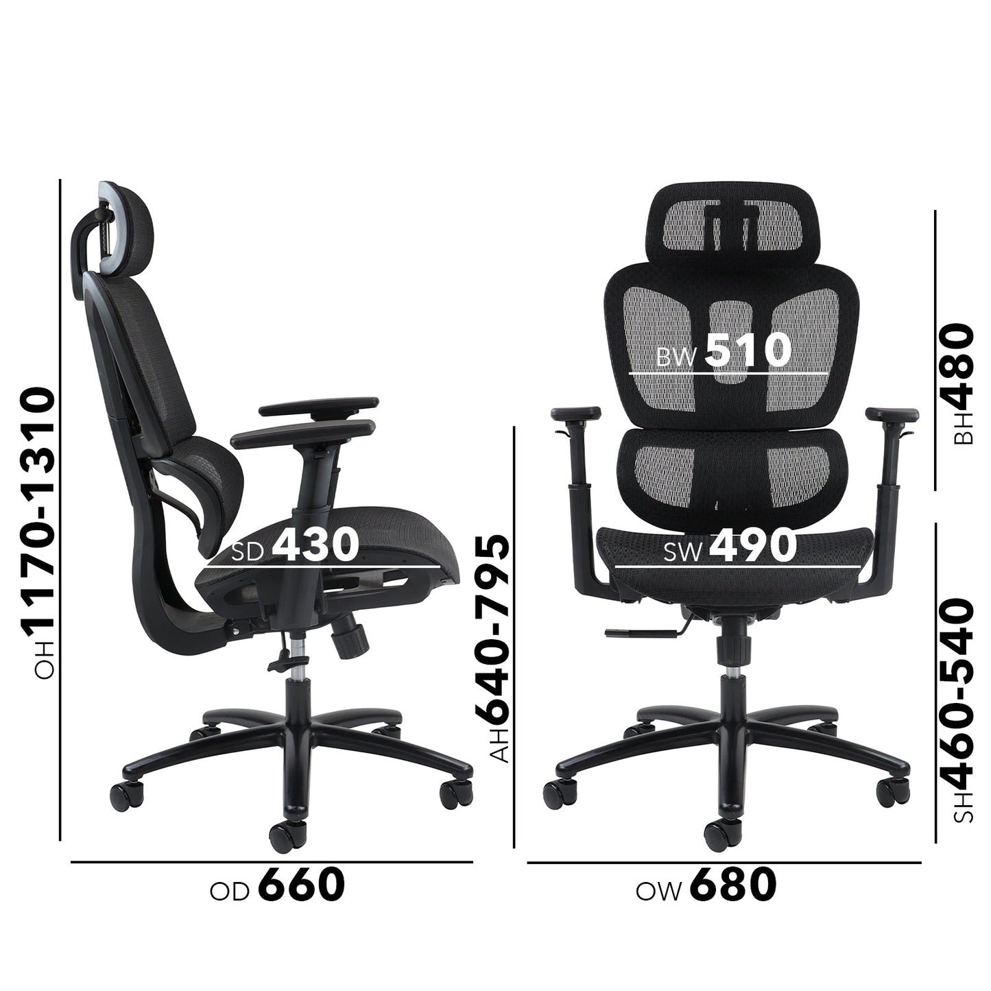 Zala mesh back operator chair with headrest